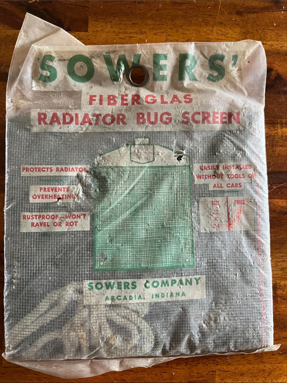 Vtg SOWERS’ Fiberglas Radiator Bug Screen ‘NIP’ Arcadia, Indiana MCM 50s/60s Car